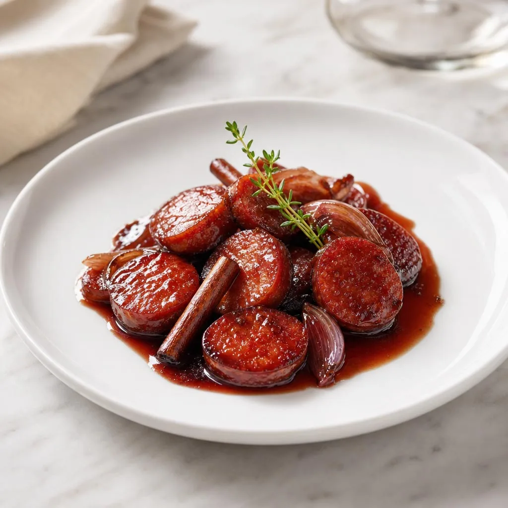 Chorizo caramelizado al vino y canela