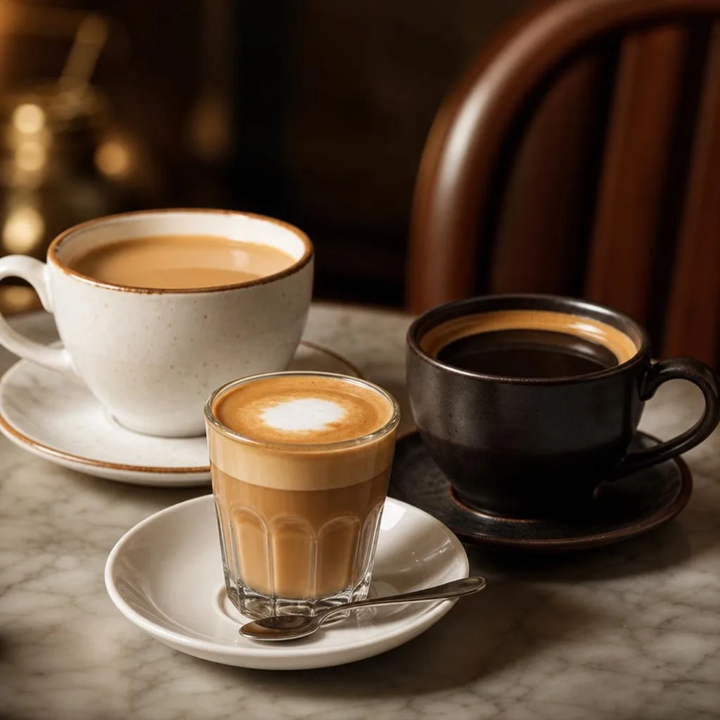 Café con leche, manchado, americano