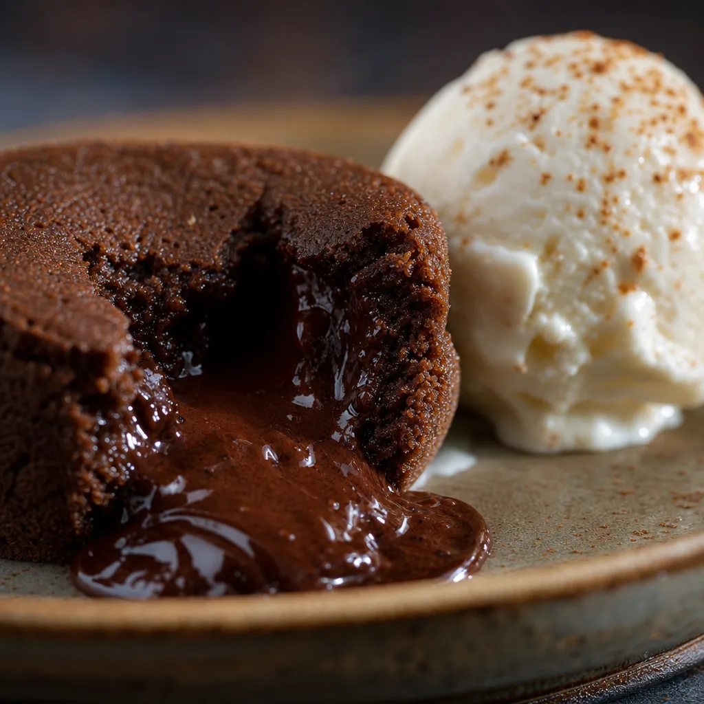 Coulant de chocolate con helado de leche merengada