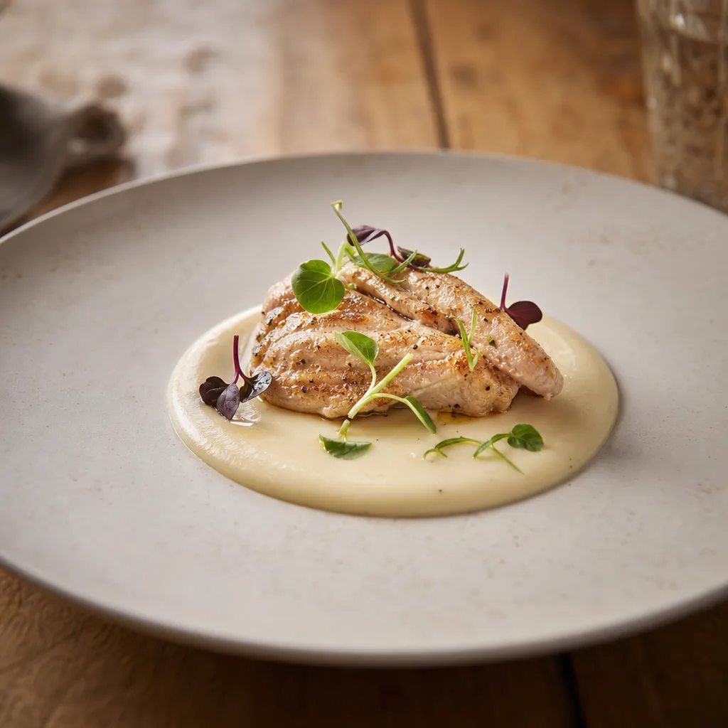 Gegrillte Rote Thunfischkokotxa mit Pastinakencreme