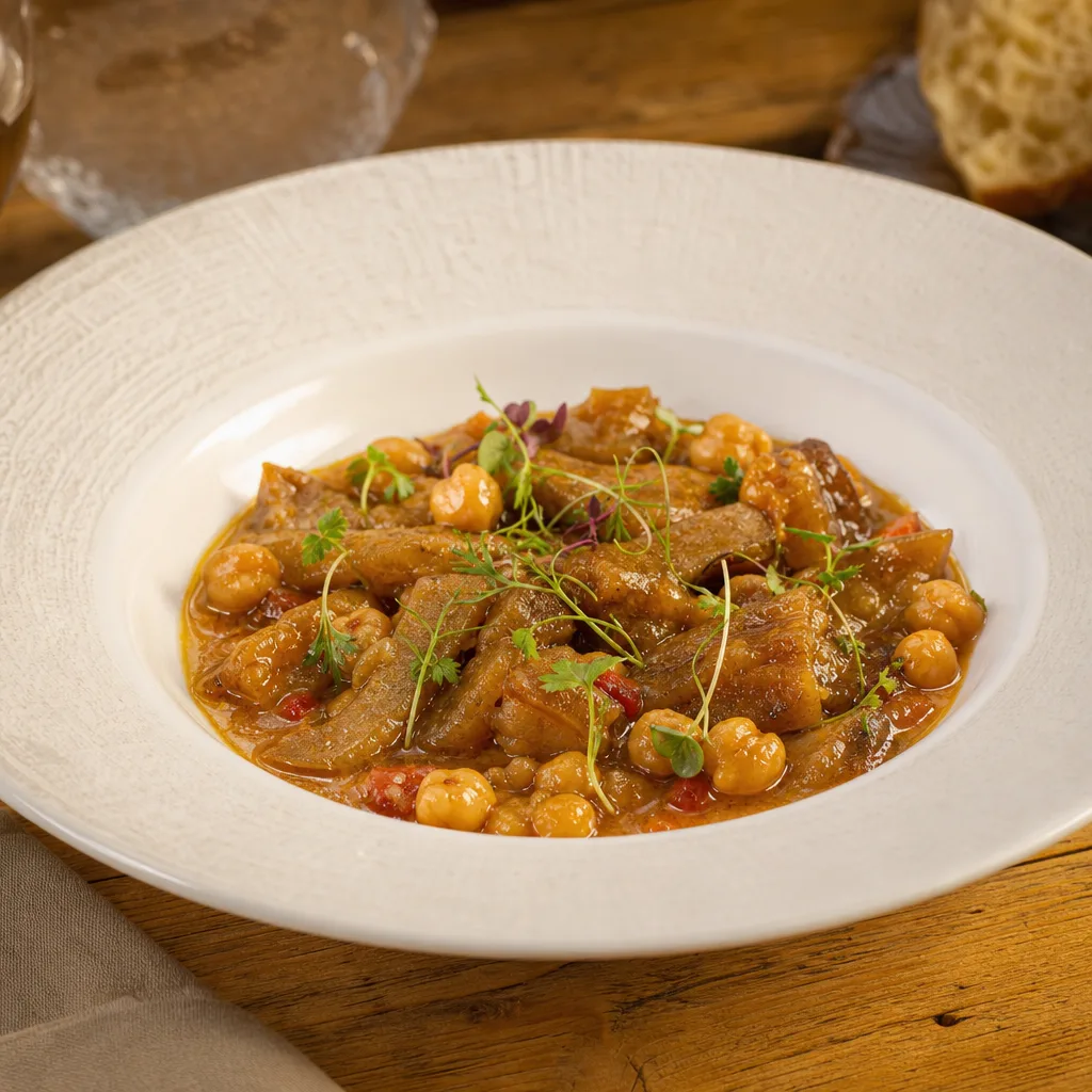 Meloso aus rohem Thunfisch mit Kichererbsen