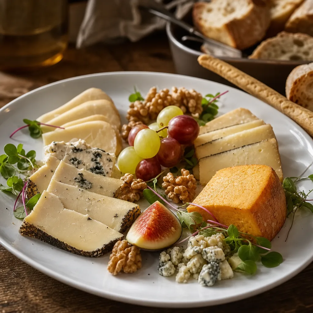 Assortiment de fromages (Savel, Gouda Tartufo, Payoyo au piment, Valleclaro et Stilton)
