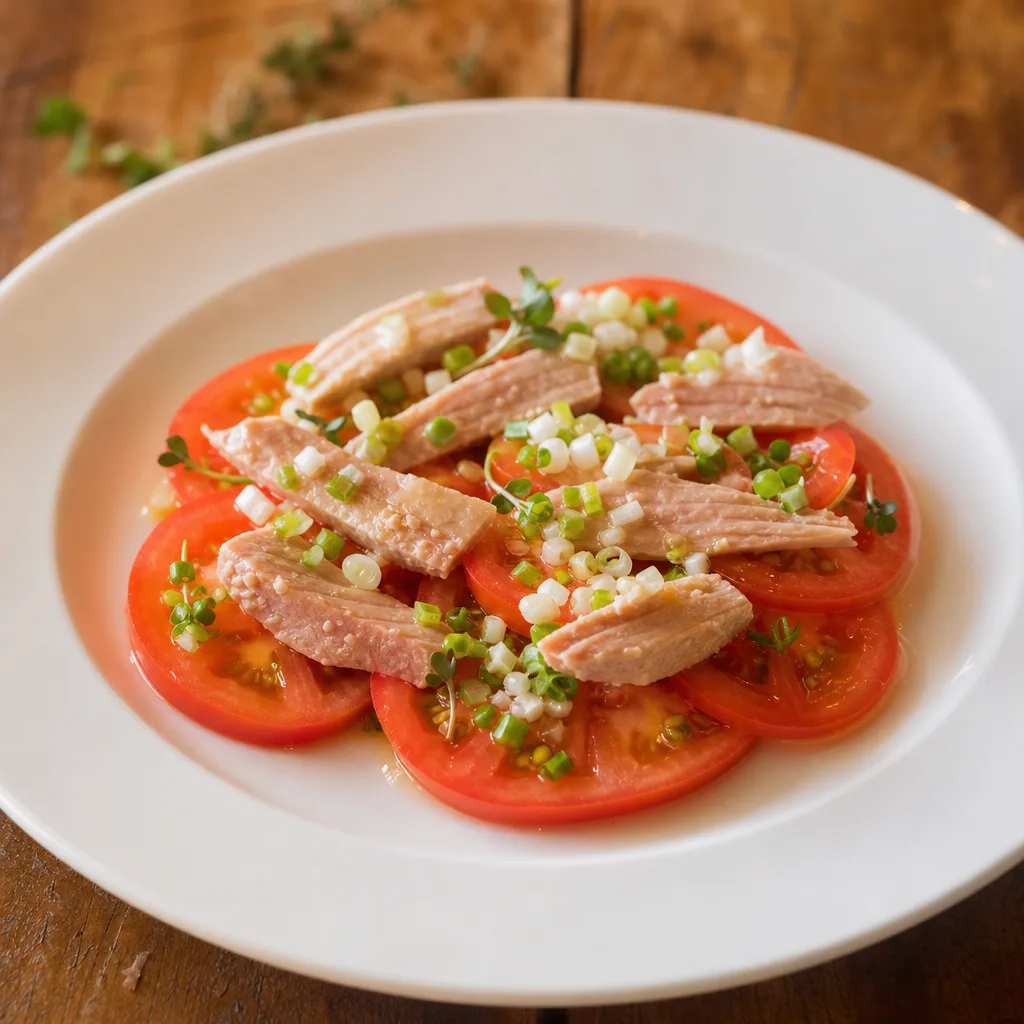 Seasonal Tomato, Tuna Belly and Spring Onion