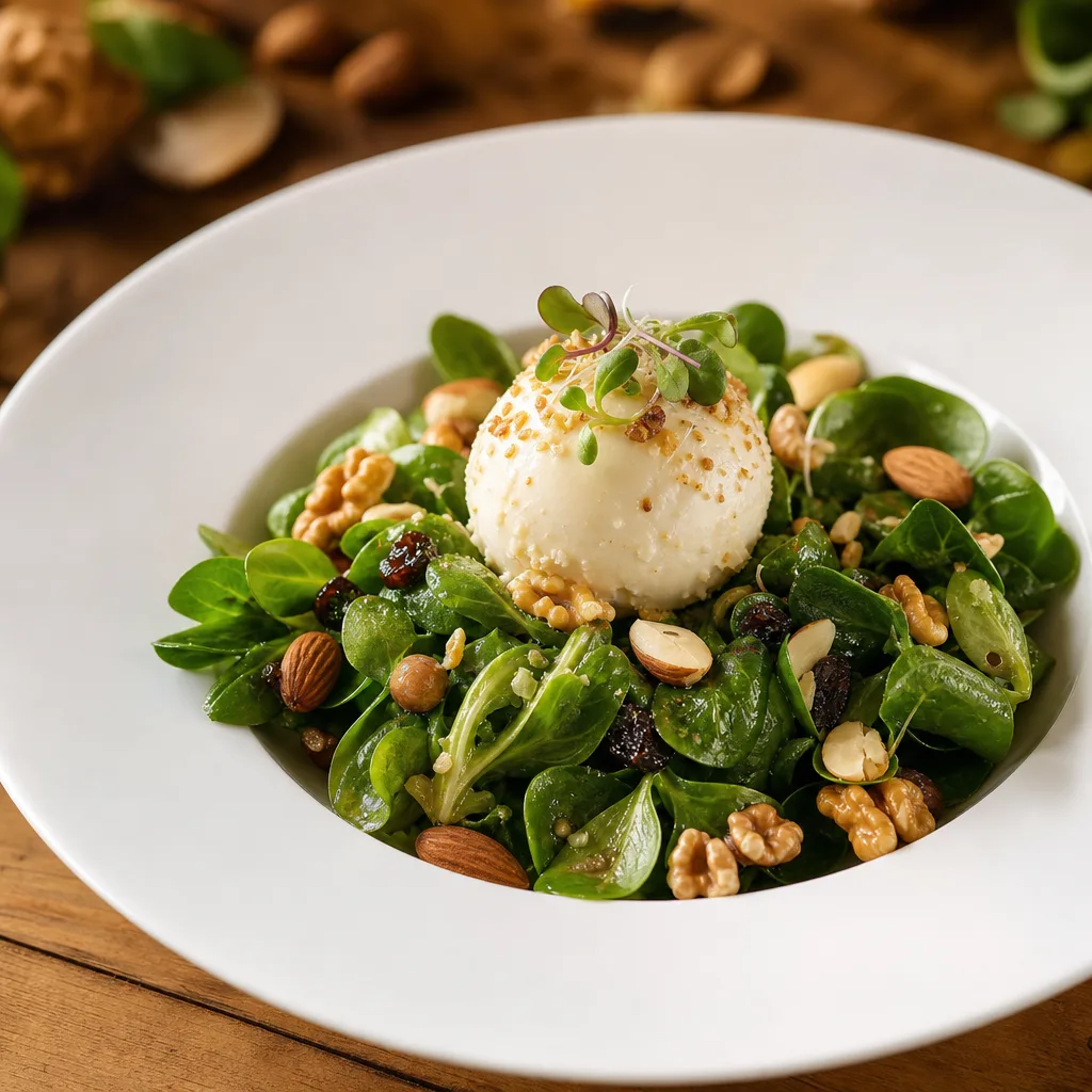 Lamb's Lettuce Salad with Nuts and Idiazábal Cheese Ice Cream