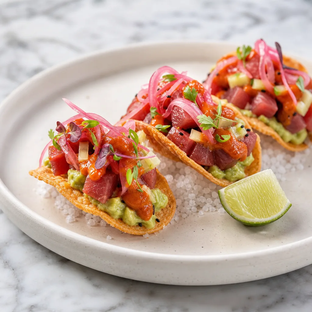 Tacos costeños de tortillita de camarão