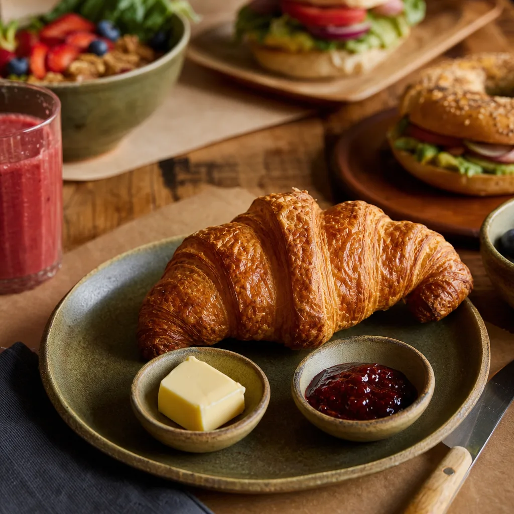 Croissant with Butter and Jam