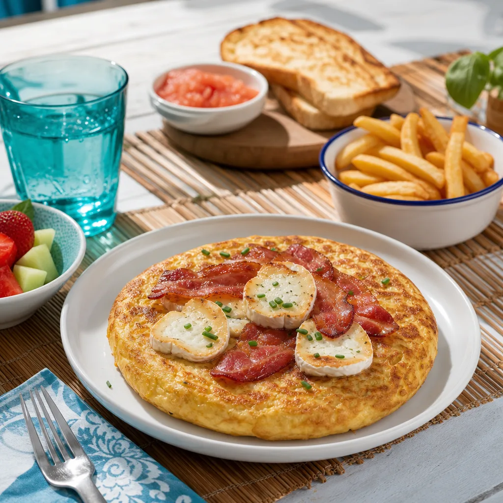 Tortilla di formaggio di capra e bacon