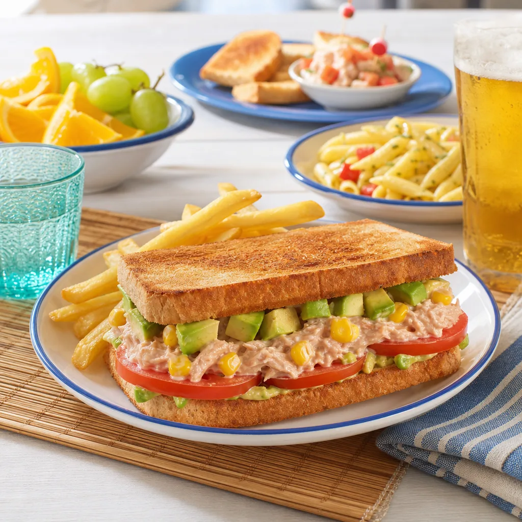 Tonno con pomodoro, avocado, mais e maionese